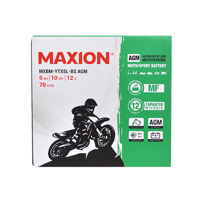 MOTO AGM YTX 5L-BS MAXION (12V, 5A) 10шт/ящ