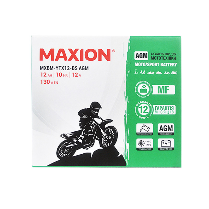 MOTO YTX 12-BS MAXION (12V, 10A) 6шт/ящ
