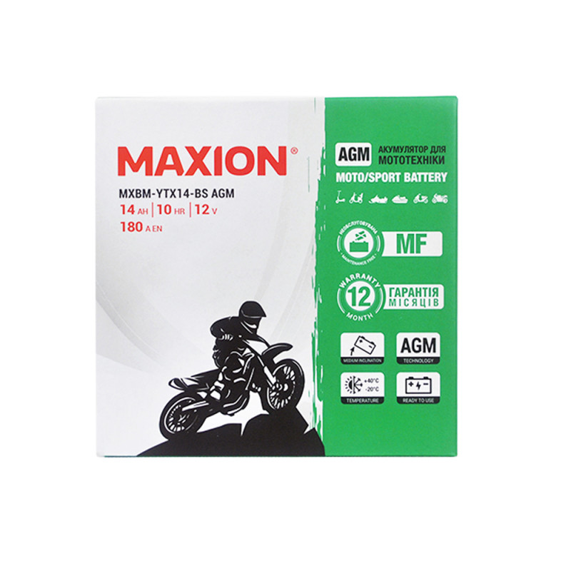 MOTO AGM YTX 14-BS MAXION (12V, 14A) 6шт/ящ