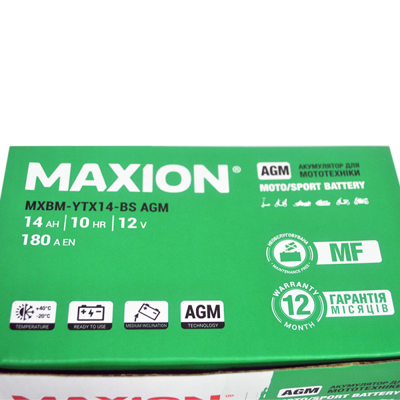 MOTO AGM YTX 14-BS MAXION (12V, 14A) 6шт/ящ