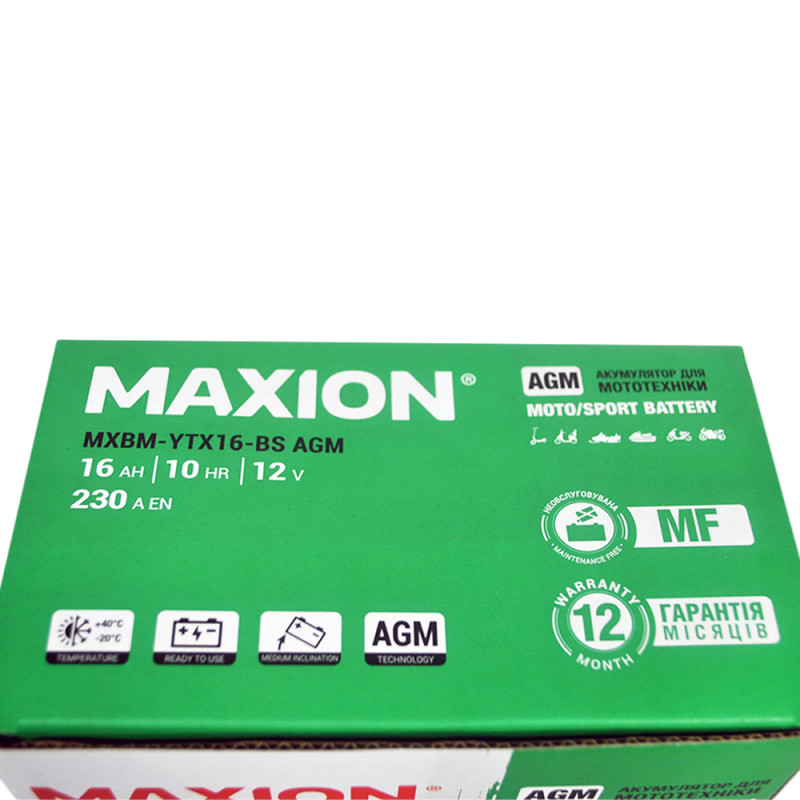 MOTO AGM YTX 16-BS MAXION (12V, 16A) 4шт/ящ