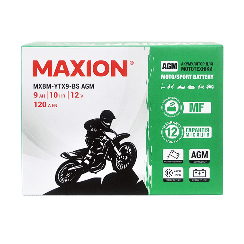MOTO AGM YTX 9-BS MAXION (12V, 9A) 6шт/ящ