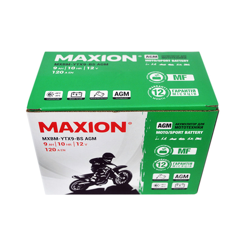 MOTO AGM YTX 9-BS MAXION (12V, 9A) 6шт/ящ