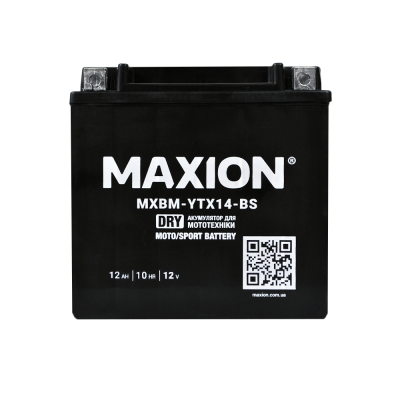 MOTO YTX 14-BS MAXION (12V, 14A) 6шт/ящ сух.без електроліту 6шт/ящ