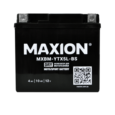 MOTO YTX 5L-BS MAXION (12V, 4A) 8шт/ящ сух.без електроліту 10шт/ящ