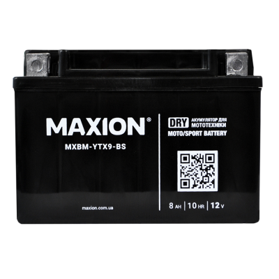 MOTO YTX 9-BS MAXION (12V, 9A) 6шт/ящ сух.без електроліту 8шт/ящ