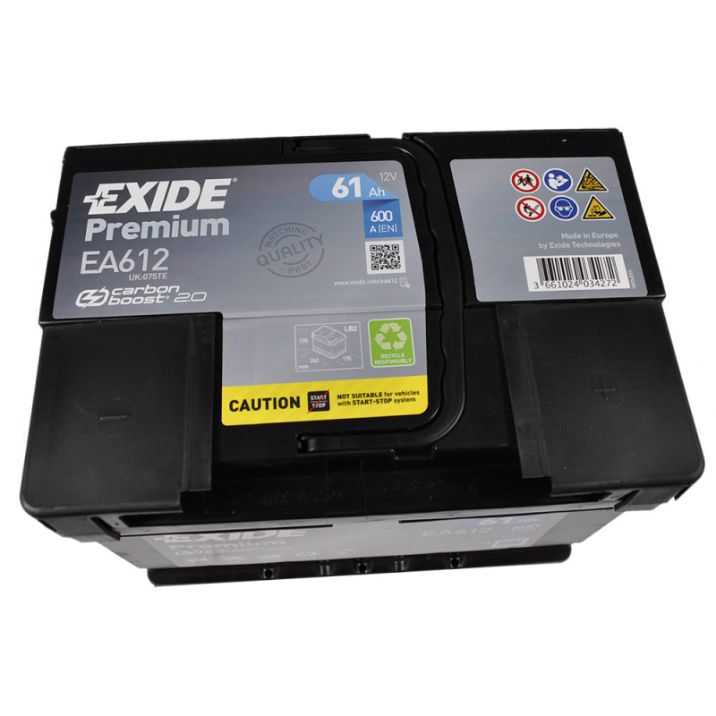EXIDE Premium (EA612) 61Аh 600Ah R+ h=175