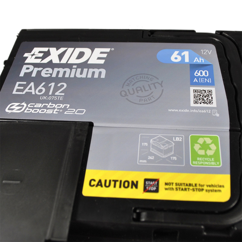 EXIDE Premium (EA612) 61Аh 600Ah R+ h=175