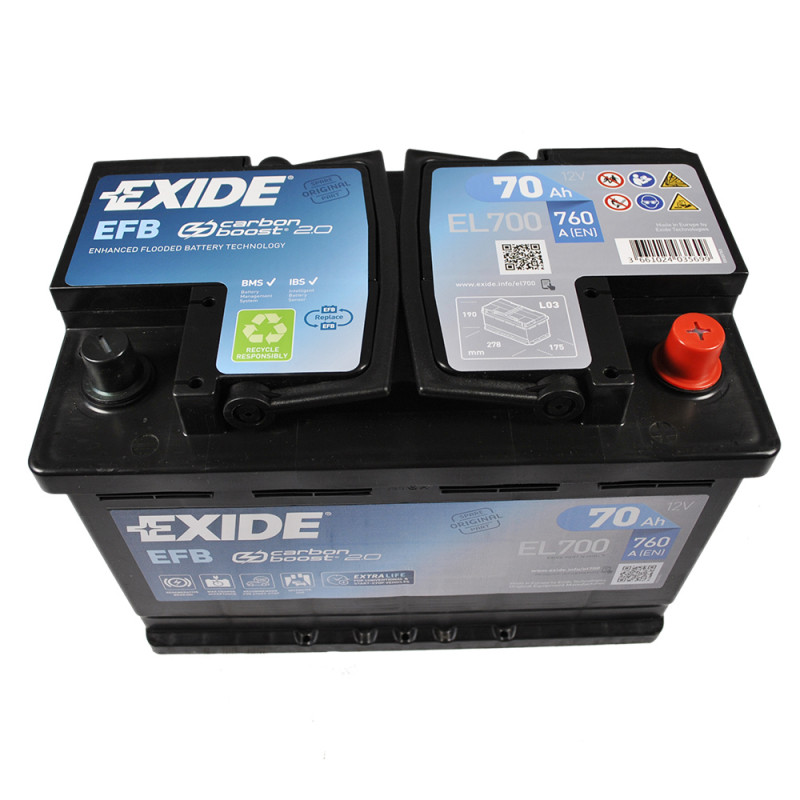 EXIDE (EL700) Start-Stop EFB 70Аh 760A R+